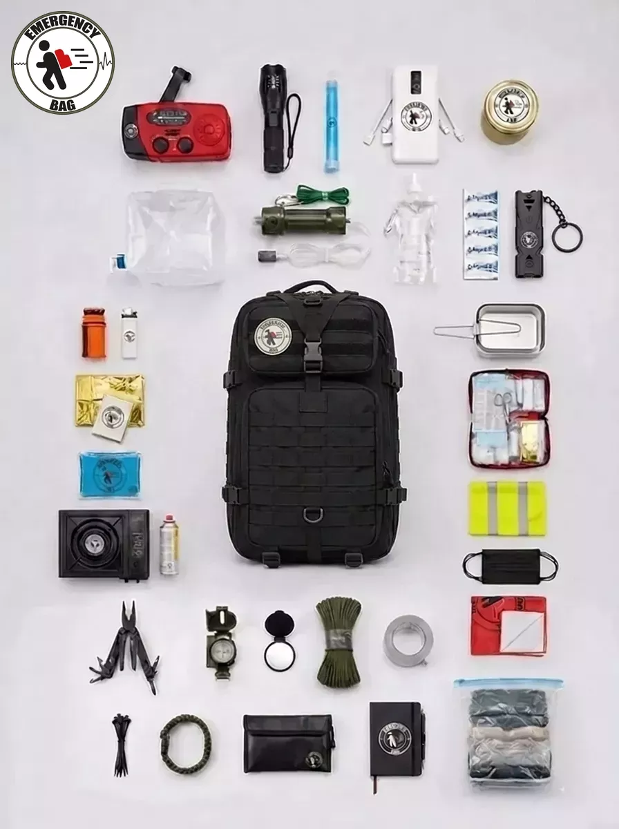De Emergencybag — Compleet 72-uurs noodpakket (zwart)